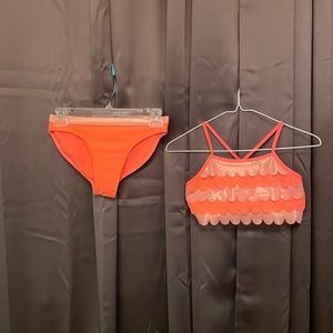 ☀️☀️HOST PICK ☀️☀️🔥WONDER NATION🔥 bikini set coral scalloped top and bottom🔥
